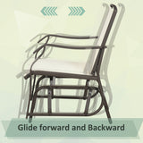 Outsunny 3 Piece Outdoor Glider Chair with Coffee Table Bistro Set, 2 Patio Rocking Swing Chairs with Breathable Sling Fabric
