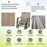 Outsunny 3 Piece Outdoor Glider Chair with Coffee Table Bistro Set, 2 Patio Rocking Swing Chairs with Breathable Sling Fabric