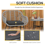 Outsunny 3 Pieces Patio PE Rattan Bistro Set, Outdoor Round Wicker Woven Coffee Set, Conversation Furniture Set