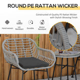 Outsunny 3 Pieces Patio PE Rattan Bistro Set, Outdoor Round Wicker Woven Coffee Set, Conversation Furniture Set