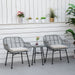 Outsunny 3 Pieces Patio PE Rattan Bistro Set, Outdoor Round Wicker Woven Coffee Set, Conversation Furniture Set