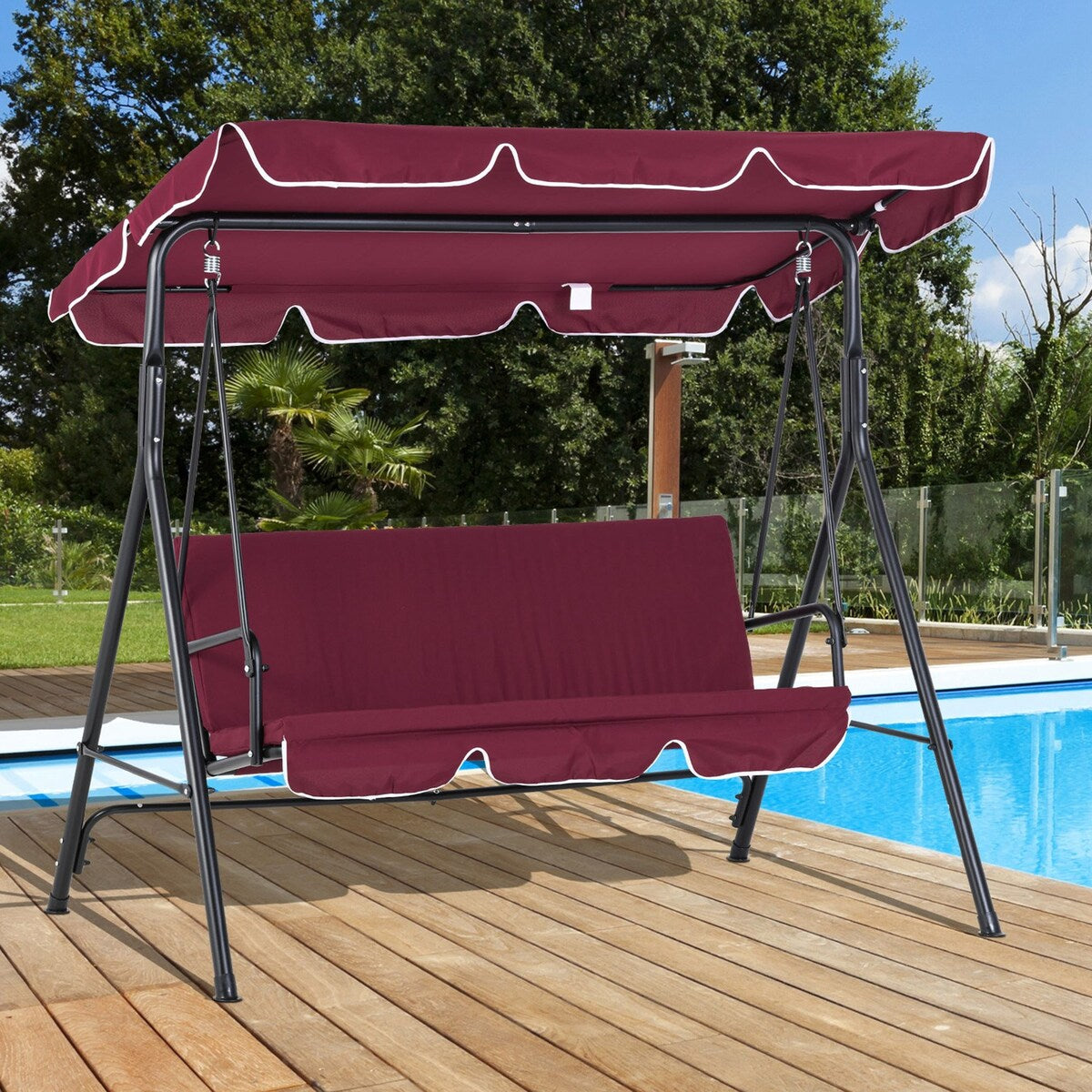 Outsunny 3-Seat Outdoor Patio Swing Chair - N/A