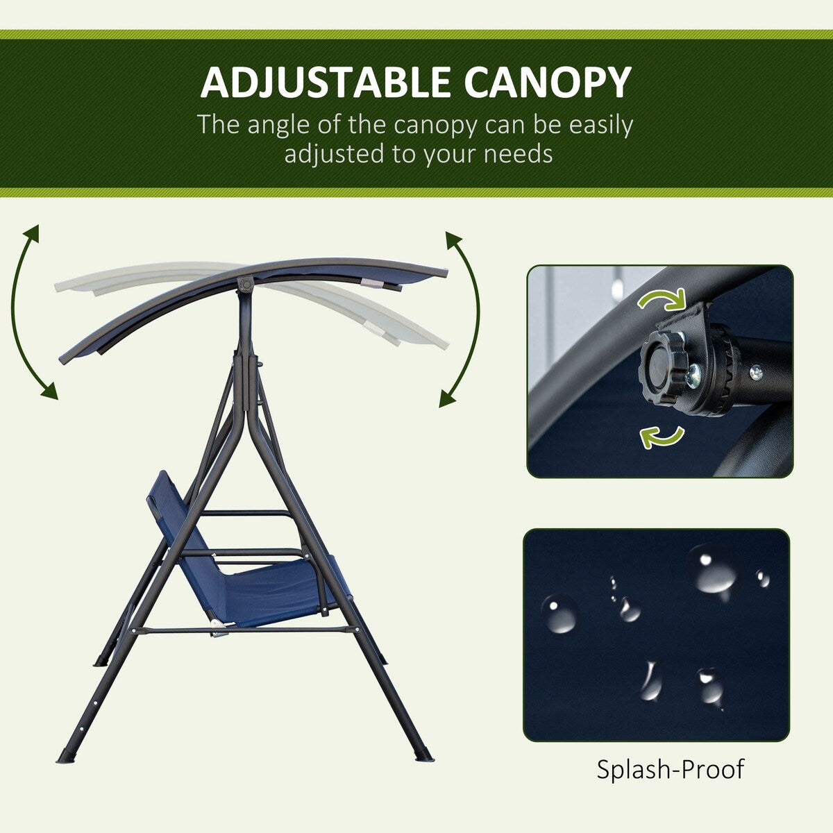 Outsunny 3-Seat Outdoor Patio Swing Chair - N/A