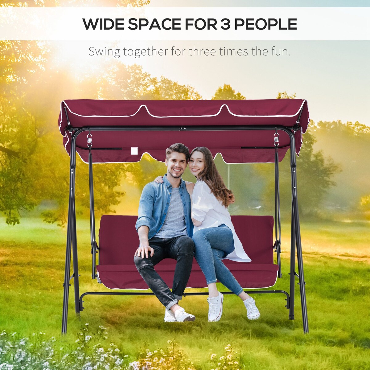 Outsunny 3-Seat Outdoor Patio Swing Chair - N/A