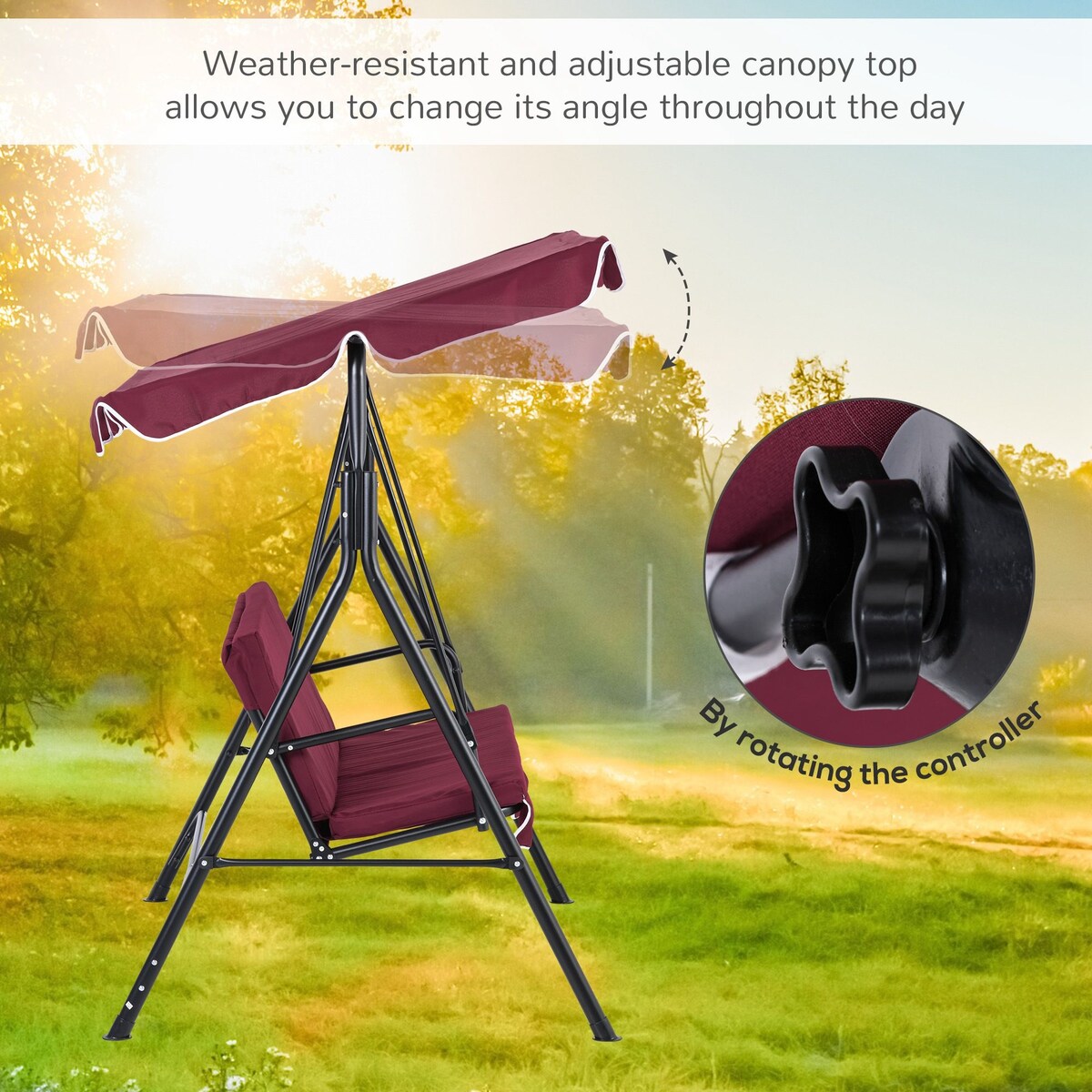 Outsunny 3-Seat Outdoor Patio Swing Chair - N/A