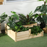 Outsunny 3 Tier Raised Garden Bed, Outdoor Planter Box, Wooden Garden Box with Open Bottom for Growing Vegetables
