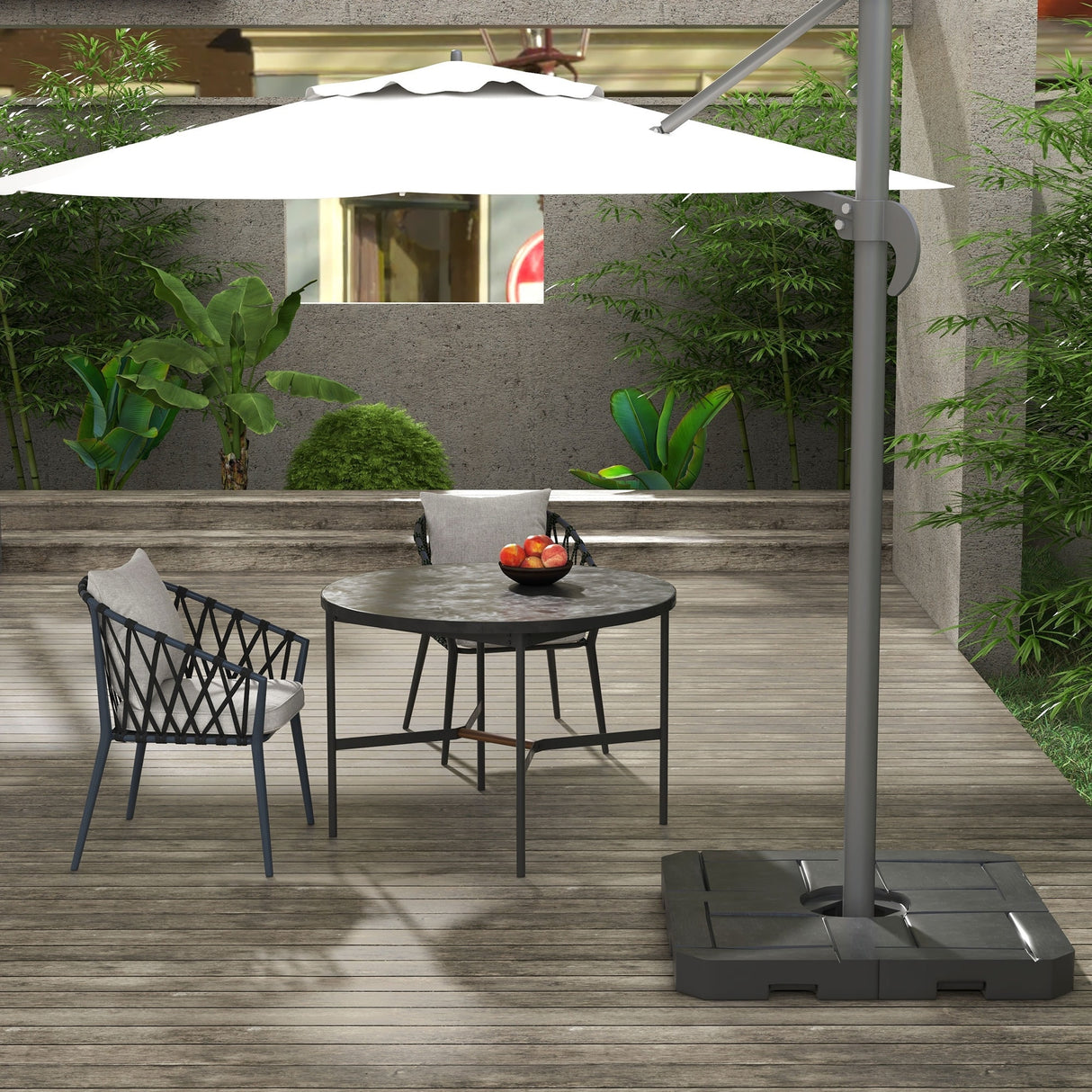 Outsunny 4 Piece Patio Cantilever Umbrella Base Weight Set, Fillable Outdoor Offset Umbrella Weights for Umbrella Stand