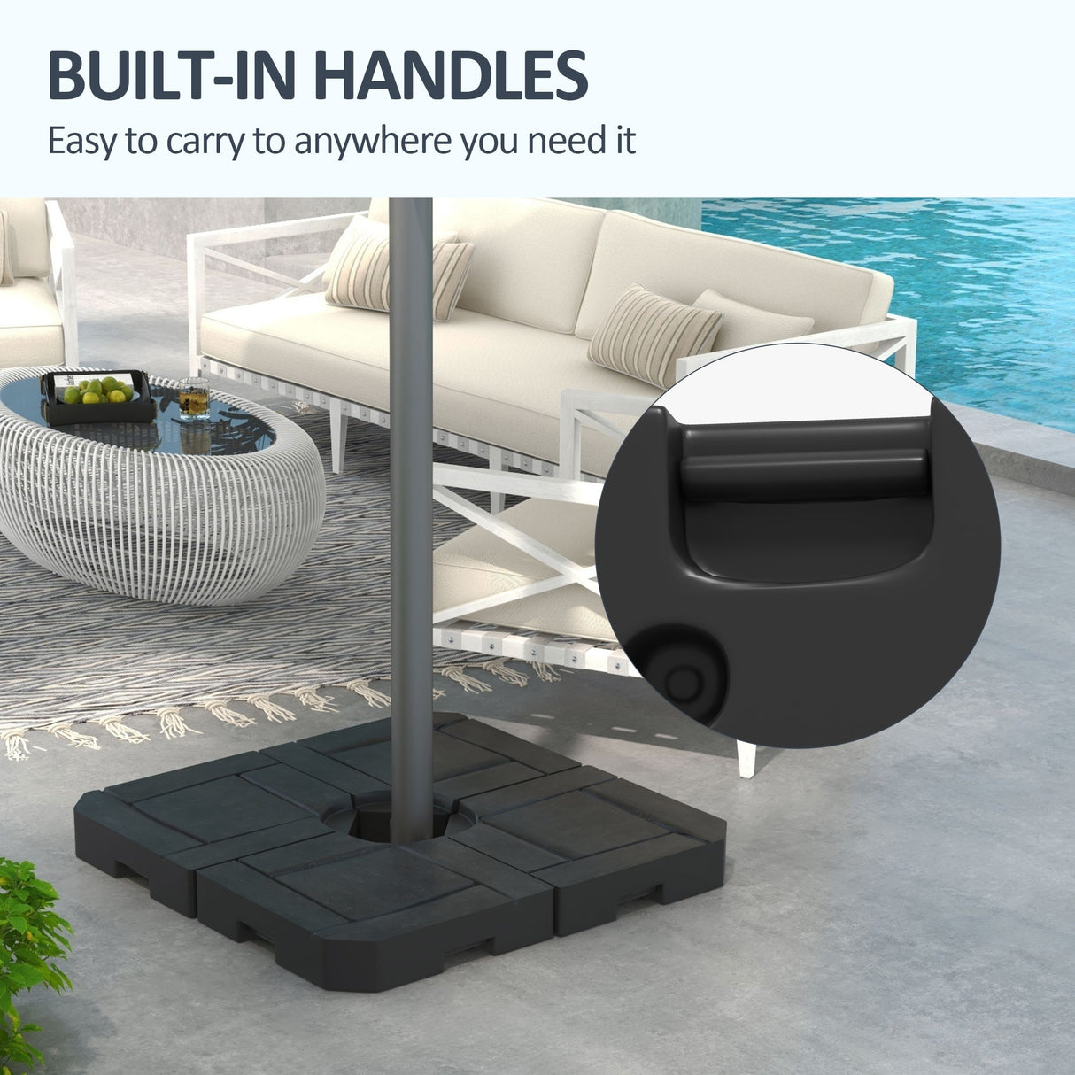 Outsunny 4 Piece Patio Cantilever Umbrella Base Weight Set, Fillable Outdoor Offset Umbrella Weights for Umbrella Stand