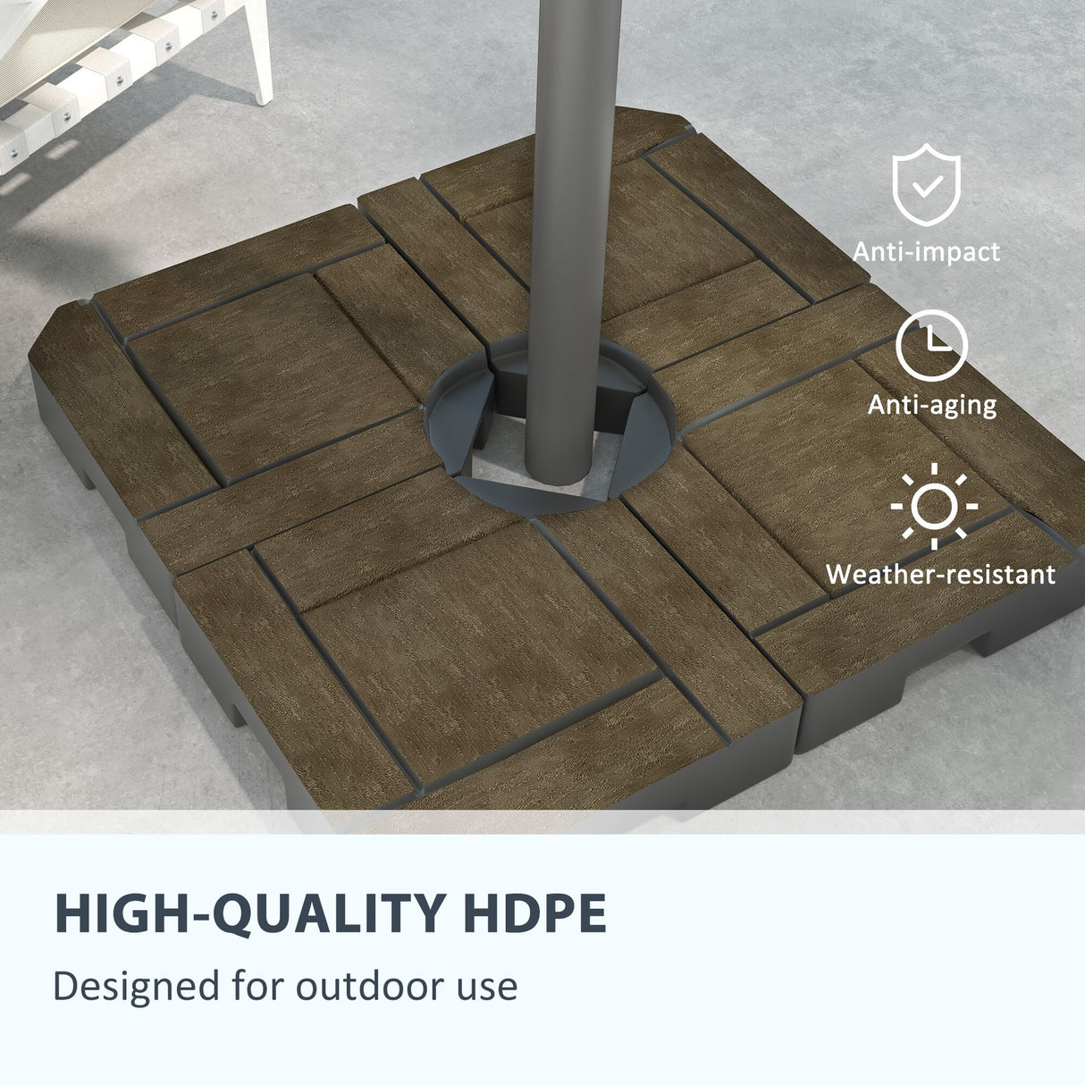 Outsunny 4 Piece Patio Cantilever Umbrella Base Weight Set, Fillable Outdoor Offset Umbrella Weights for Umbrella Stand