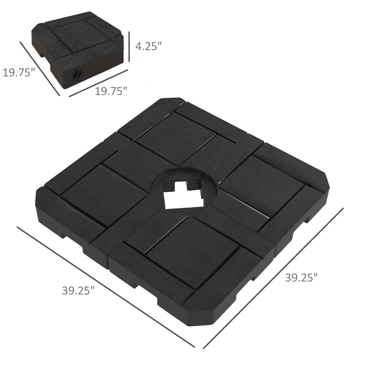 Outsunny 4 Piece Patio Cantilever Umbrella Base Weight Set, Fillable Outdoor Offset Umbrella Weights for Umbrella Stand