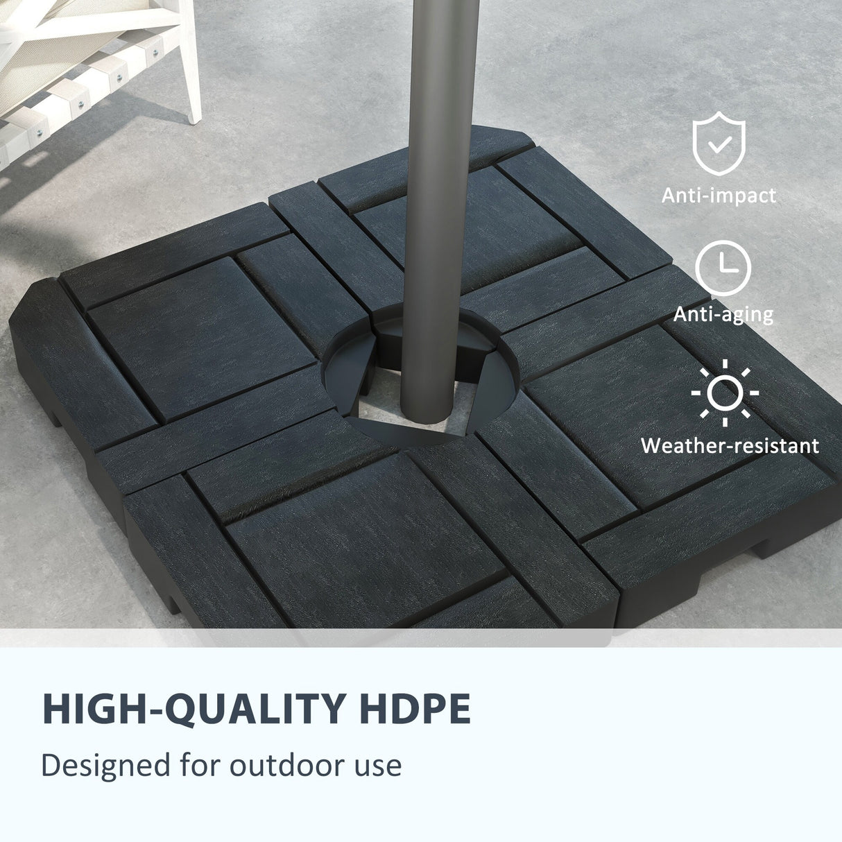 Outsunny 4 Piece Patio Cantilever Umbrella Base Weight Set, Fillable Outdoor Offset Umbrella Weights for Umbrella Stand
