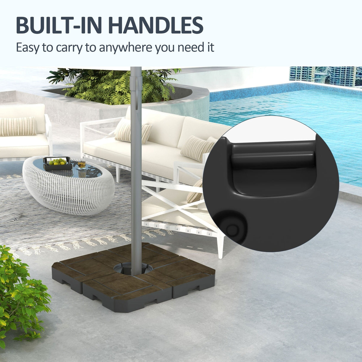 Outsunny 4 Piece Patio Cantilever Umbrella Base Weight Set, Fillable Outdoor Offset Umbrella Weights for Umbrella Stand