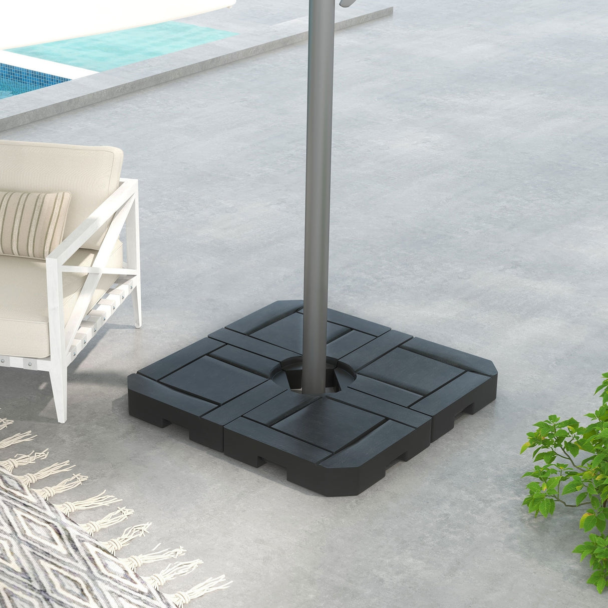 Outsunny 4 Piece Patio Cantilever Umbrella Base Weight Set, Fillable Outdoor Offset Umbrella Weights for Umbrella Stand