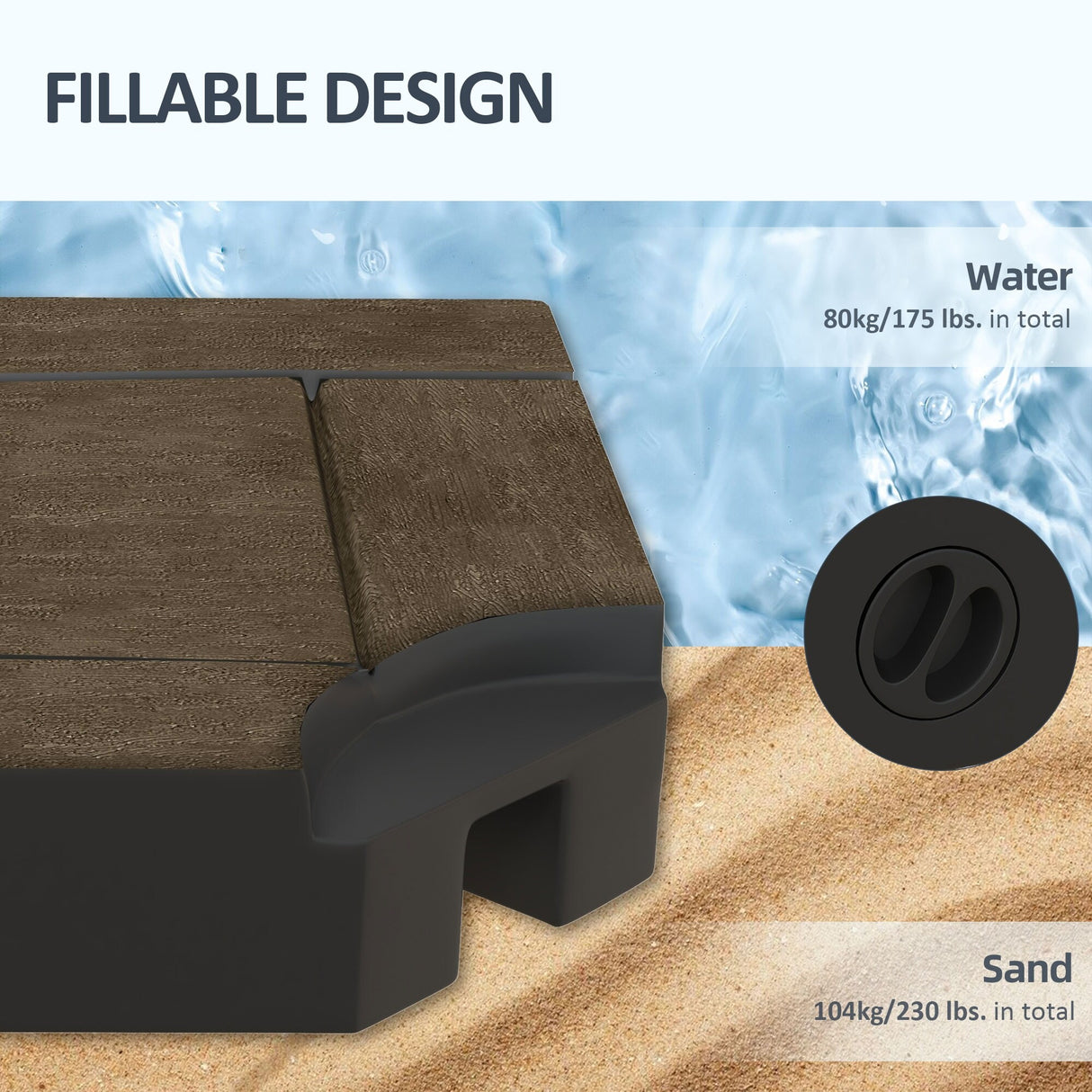 Outsunny 4 Piece Patio Cantilever Umbrella Base Weight Set, Fillable Outdoor Offset Umbrella Weights for Umbrella Stand
