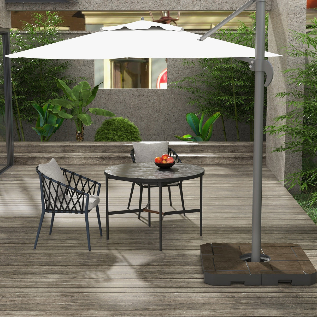 Outsunny 4 Piece Patio Cantilever Umbrella Base Weight Set, Fillable Outdoor Offset Umbrella Weights for Umbrella Stand