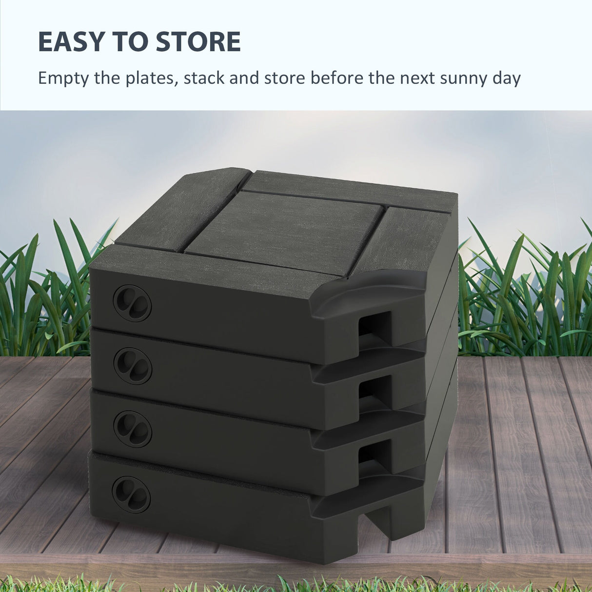 Outsunny 4 Piece Patio Cantilever Umbrella Base Weight Set, Fillable Outdoor Offset Umbrella Weights for Umbrella Stand