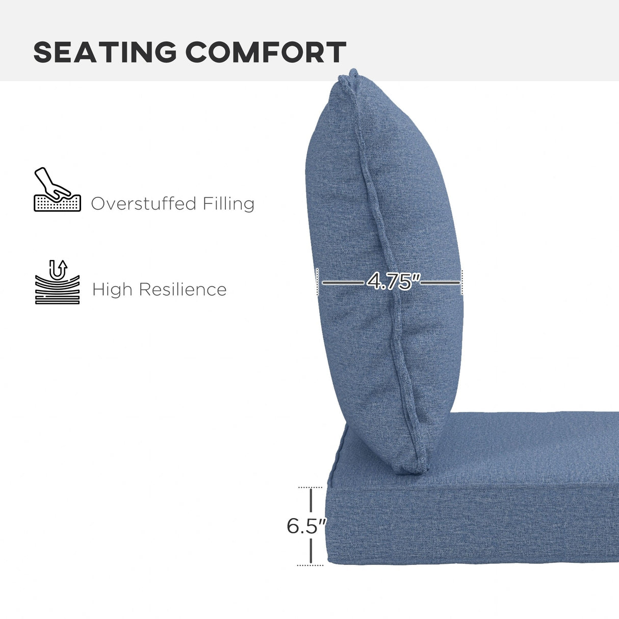 Outsunny 4-Piece Patio Chair Cushion and Back Pillow Set, Seat Replacement Patio, Cushions Set for Outdoor Garden Furniture