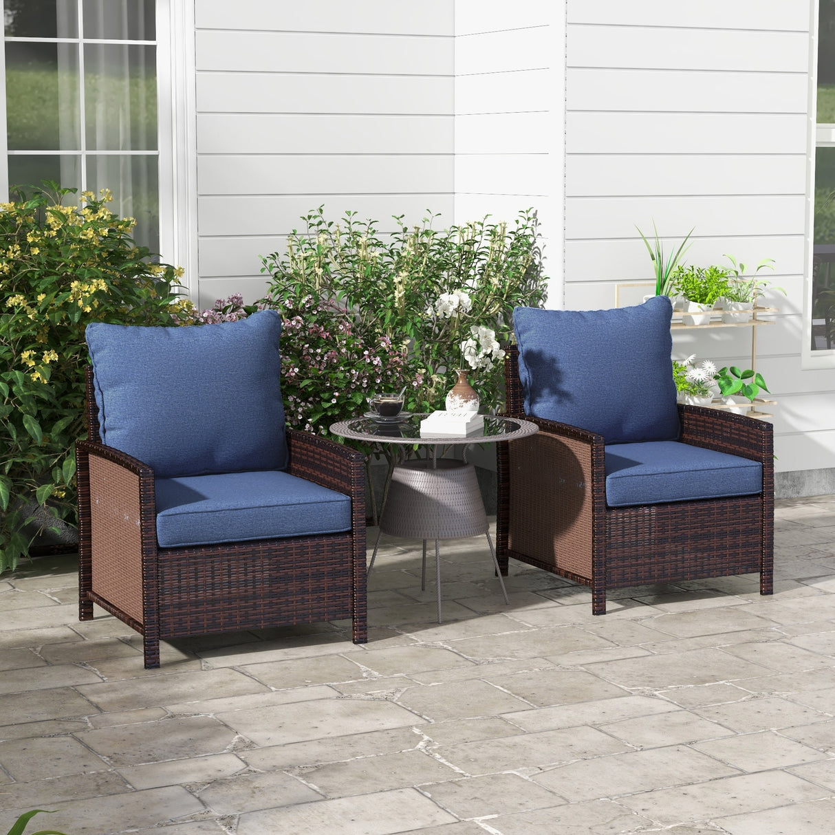 Outsunny 4-Piece Patio Chair Cushion and Back Pillow Set, Seat Replacement Patio, Cushions Set for Outdoor Garden Furniture