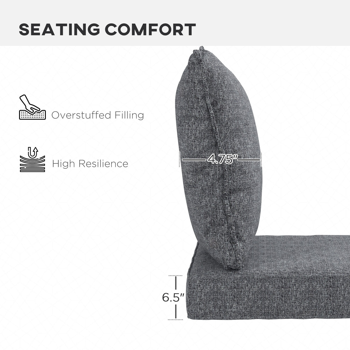 Outsunny 4-Piece Patio Chair Cushion and Back Pillow Set, Seat Replacement Patio, Cushions Set for Outdoor Garden Furniture