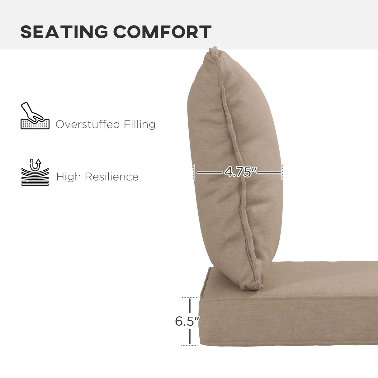 Outsunny 4-Piece Patio Chair Cushion and Back Pillow Set, Seat Replacement Patio, Cushions Set for Outdoor Garden Furniture