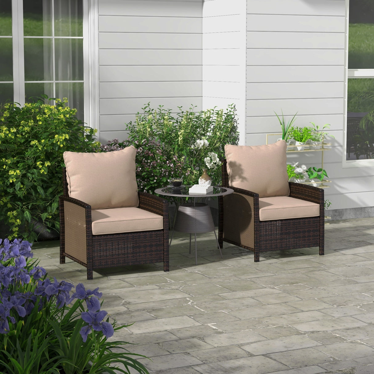 Outsunny 4-Piece Patio Chair Cushion and Back Pillow Set, Seat Replacement Patio, Cushions Set for Outdoor Garden Furniture