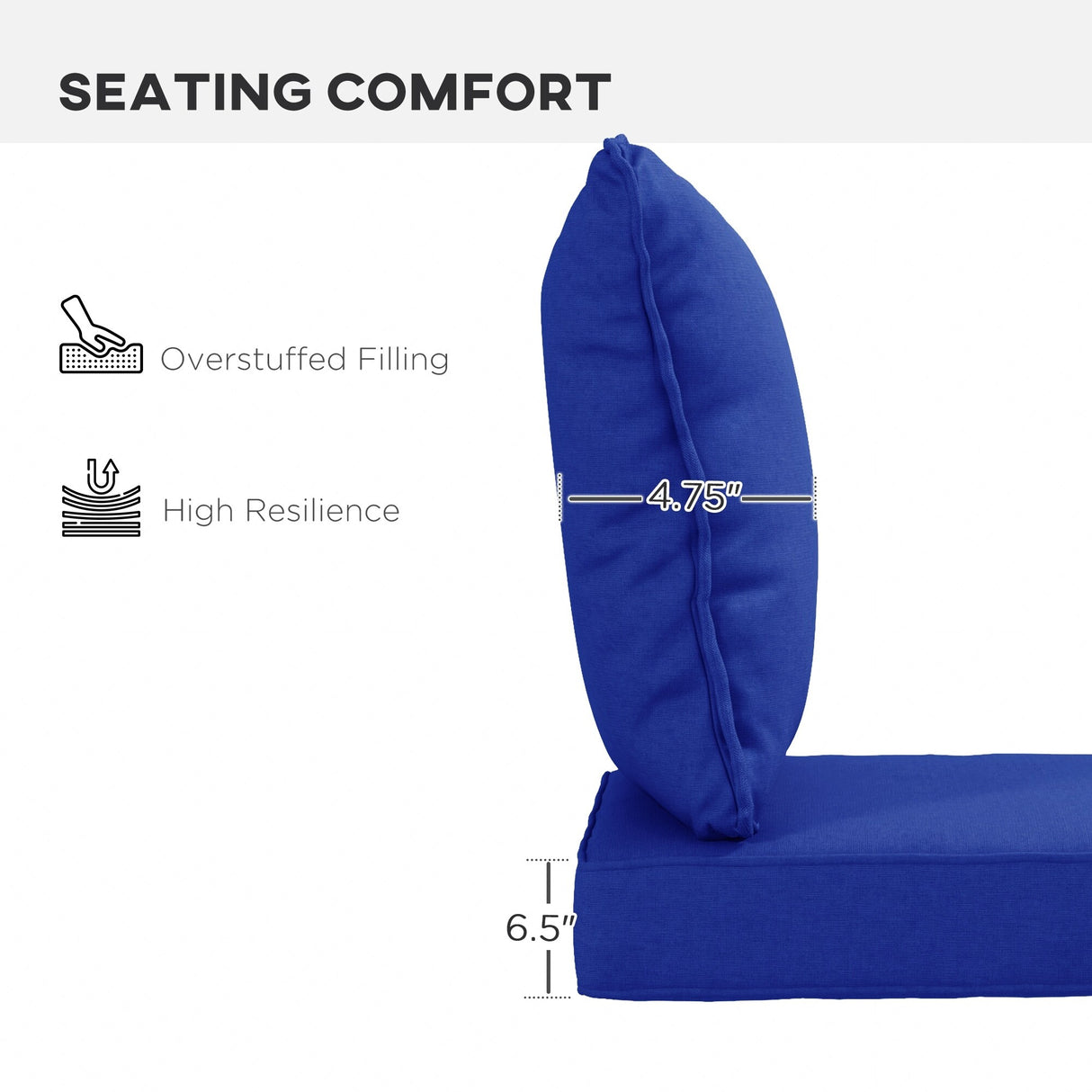 Outsunny 4-Piece Patio Chair Cushion and Back Pillow Set, Seat Replacement Patio, Cushions Set for Outdoor Garden Furniture