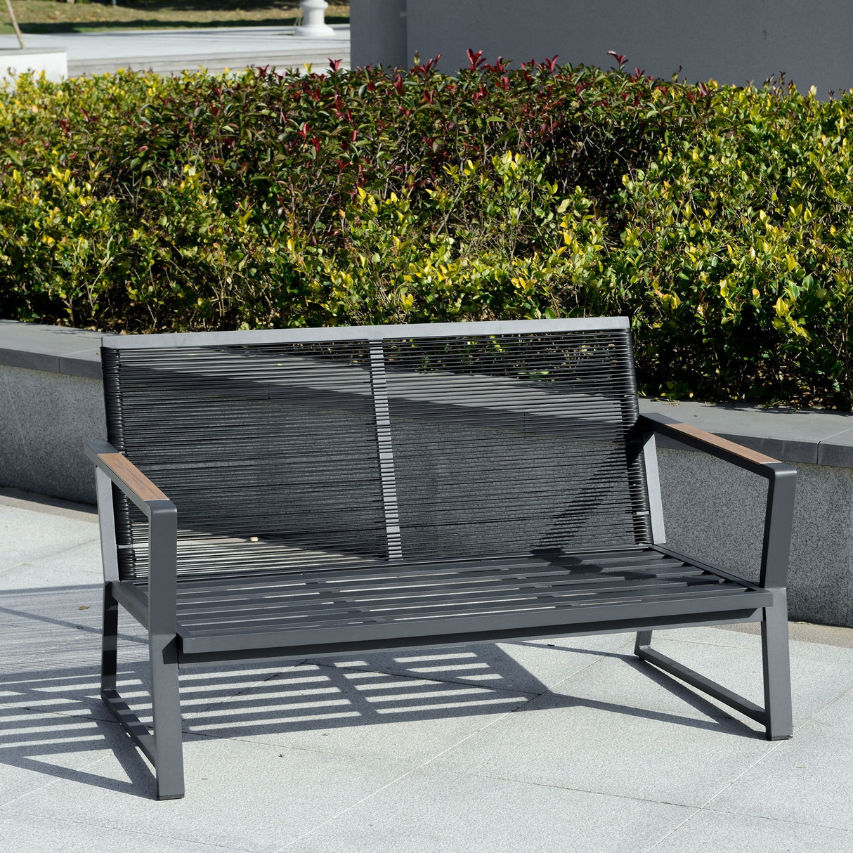 Outsunny 4 Piece Patio Furniture Set, Aluminum Conversation Set, Outdoor Garden Sofa Set