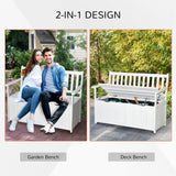 Outsunny 47" Wooden Outdoor Storage Bench with Removable Waterproof Lining