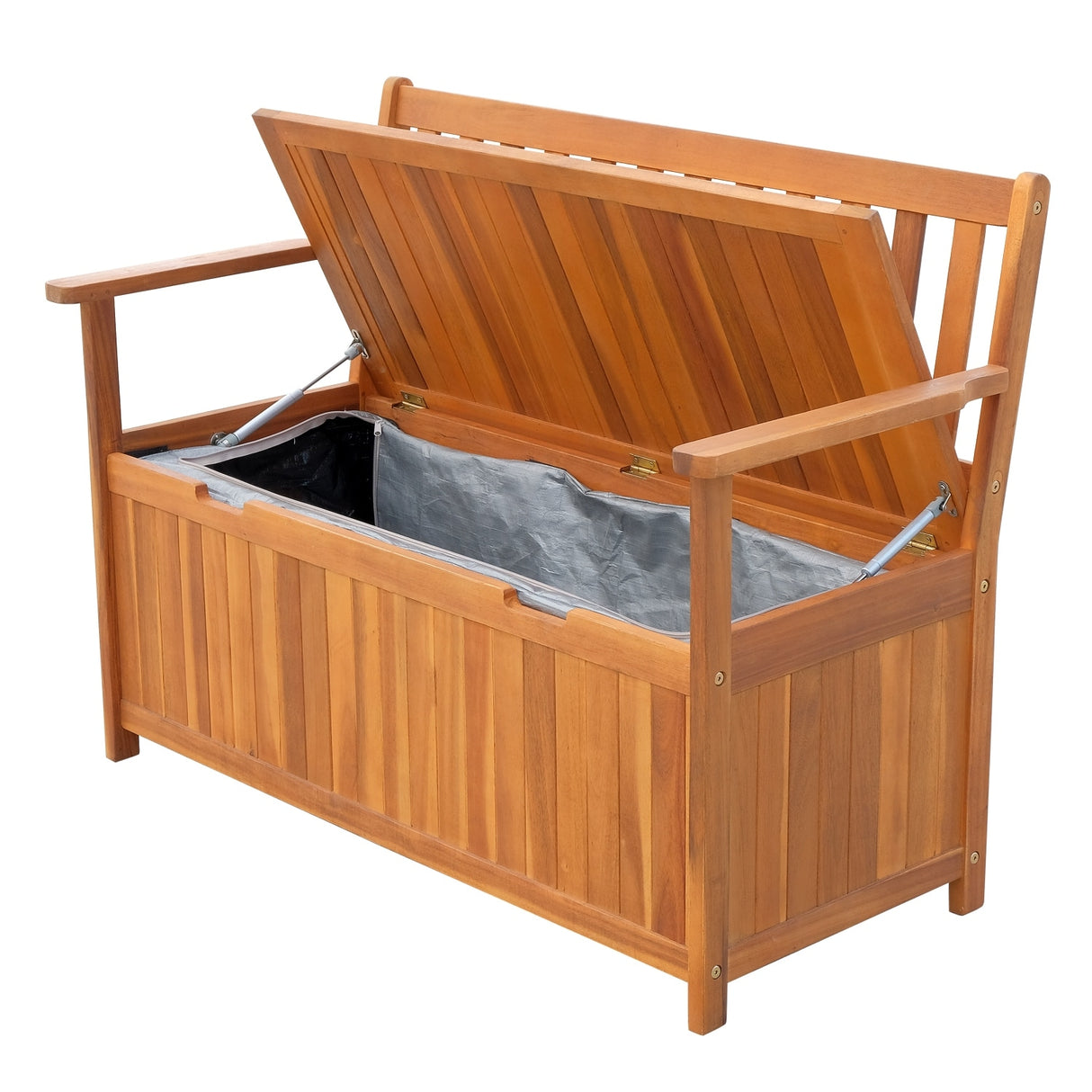 Outsunny 47" Wooden Outdoor Storage Bench with Removable Waterproof Lining