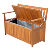 Outsunny 47" Wooden Outdoor Storage Bench with Removable Waterproof Lining