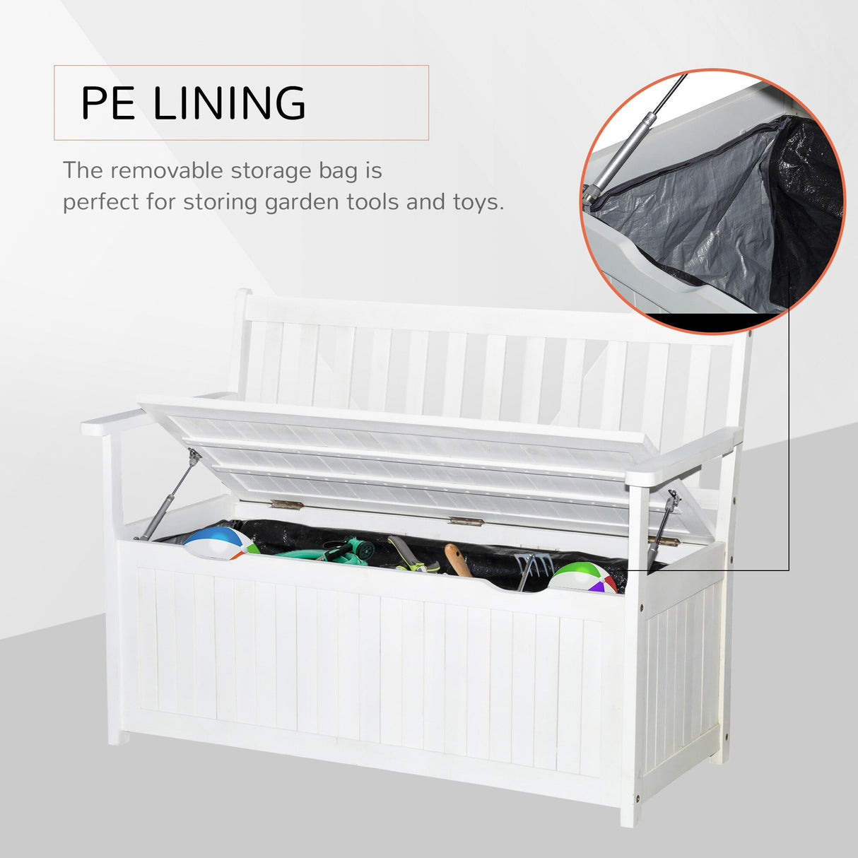 Outsunny 47" Wooden Outdoor Storage Bench with Removable Waterproof Lining