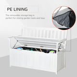 Outsunny 47" Wooden Outdoor Storage Bench with Removable Waterproof Lining