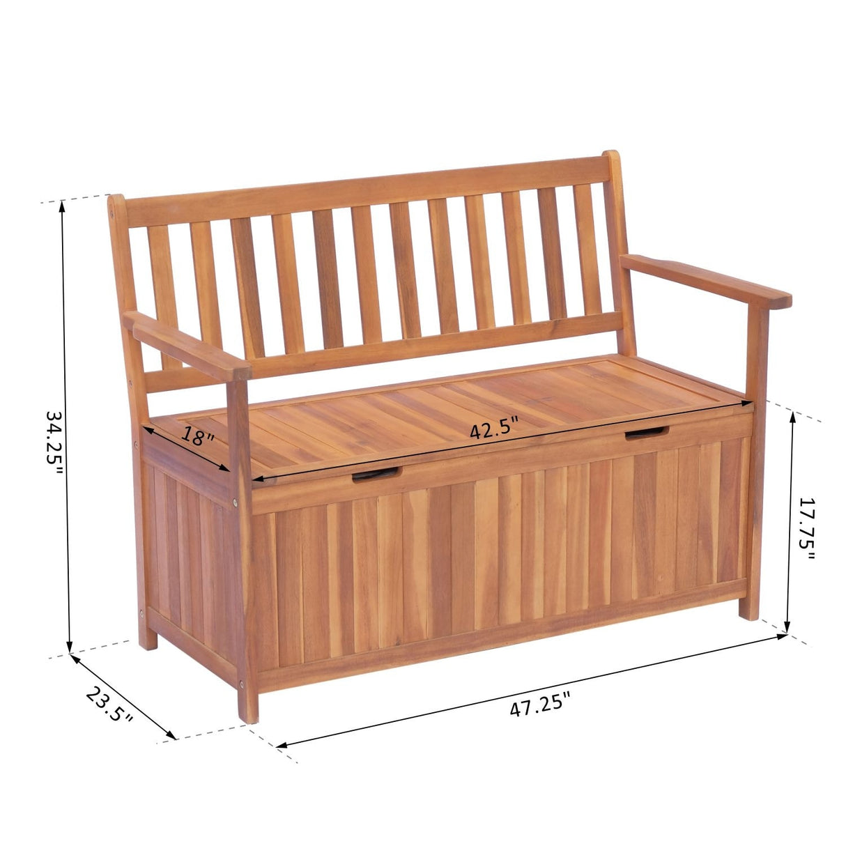 Outsunny 47" Wooden Outdoor Storage Bench with Removable Waterproof Lining
