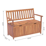 Outsunny 47" Wooden Outdoor Storage Bench with Removable Waterproof Lining