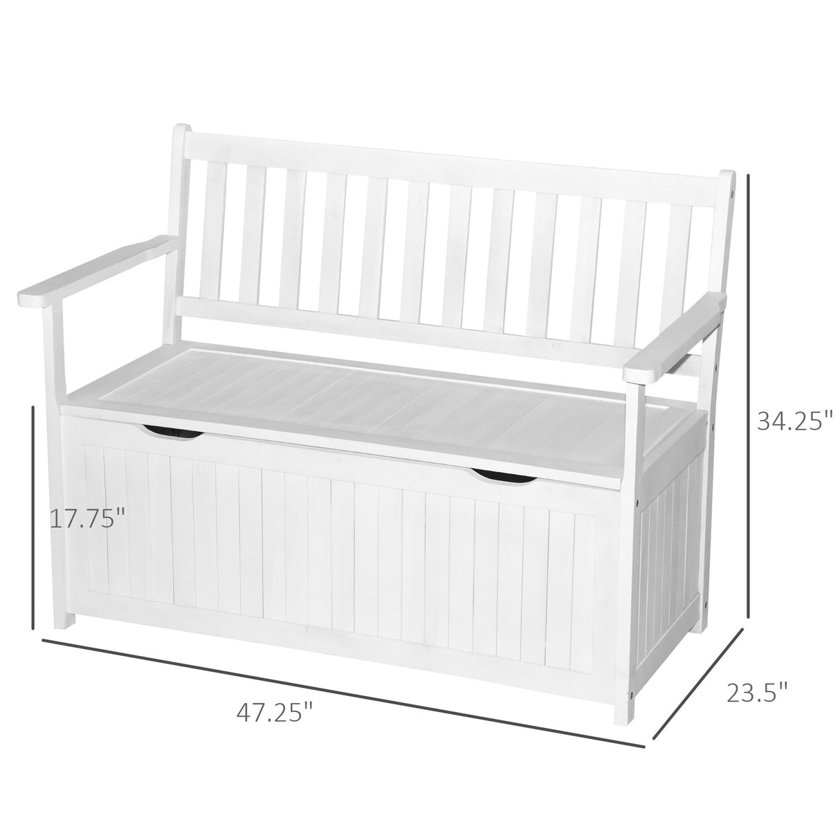 Outsunny 47" Wooden Outdoor Storage Bench with Removable Waterproof Lining