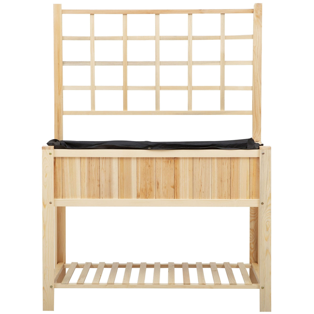 Outsunny 47" x 23" x 35" Wooden Raised Garden Planter Bed with Rear Grid Wall & a Spacious Planting Area for Vegetables