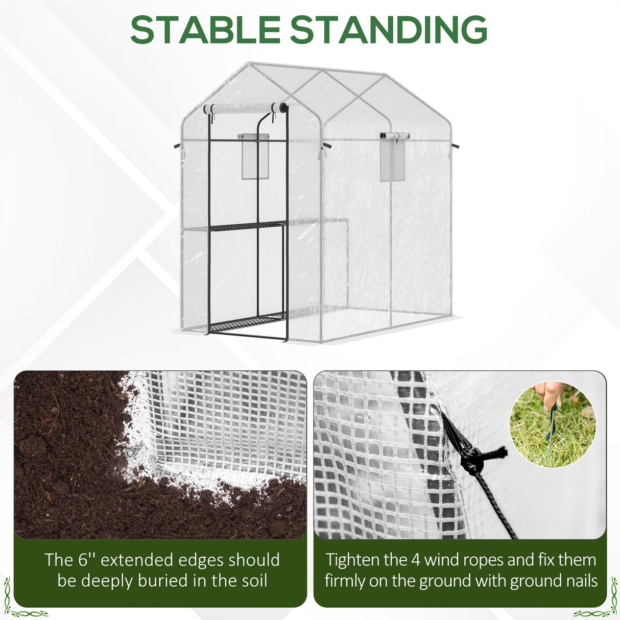 Outsunny 47" x 73"x 75" Walk-in Greenhouse, Outdoor Portable Plant Flower Growing Warm House