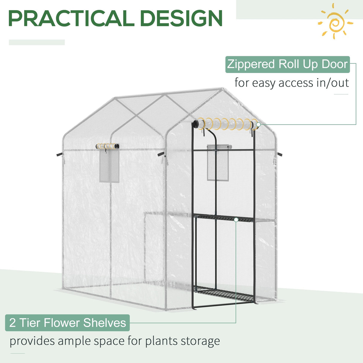 Outsunny 47" x 73"x 75" Walk-in Greenhouse, Outdoor Portable Plant Flower Growing Warm House