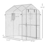 Outsunny 47" x 73"x 75" Walk-in Greenhouse, Outdoor Portable Plant Flower Growing Warm House