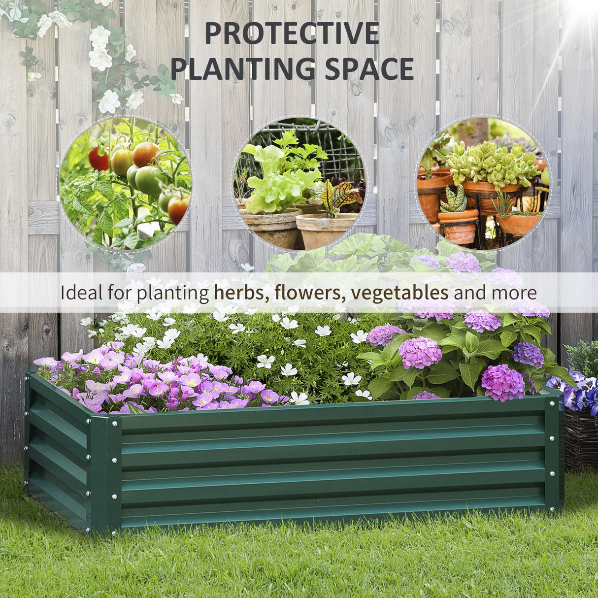 Outsunny 4' x 2' x 1' Raised Garden Bed Box with Weatherized Steel Frame for Vegetables, Flowers, & Herbs, Green