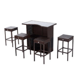 Outsunny 5 Piece Outdoor Patio Rattan Bar Set