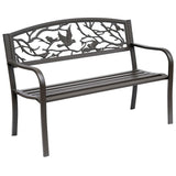 Outsunny 50" Garden Bench, Outdoor Patio Bench with Animal Pattern, Cast Steel Metal Bench