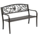 Outsunny 50" Garden Bench, Outdoor Patio Bench with Animal Pattern, Cast Steel Metal Bench