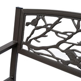 Outsunny 50" Garden Bench, Outdoor Patio Bench with Animal Pattern, Cast Steel Metal Bench