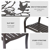 Outsunny 50" Garden Bench, Outdoor Patio Bench with Animal Pattern, Cast Steel Metal Bench