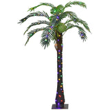 Outsunny 5' Artificial Lighted Palm Tree with 3 Coconuts, 200 LED Light, Color Changing Light Up Tropical Palm Tree with Remote