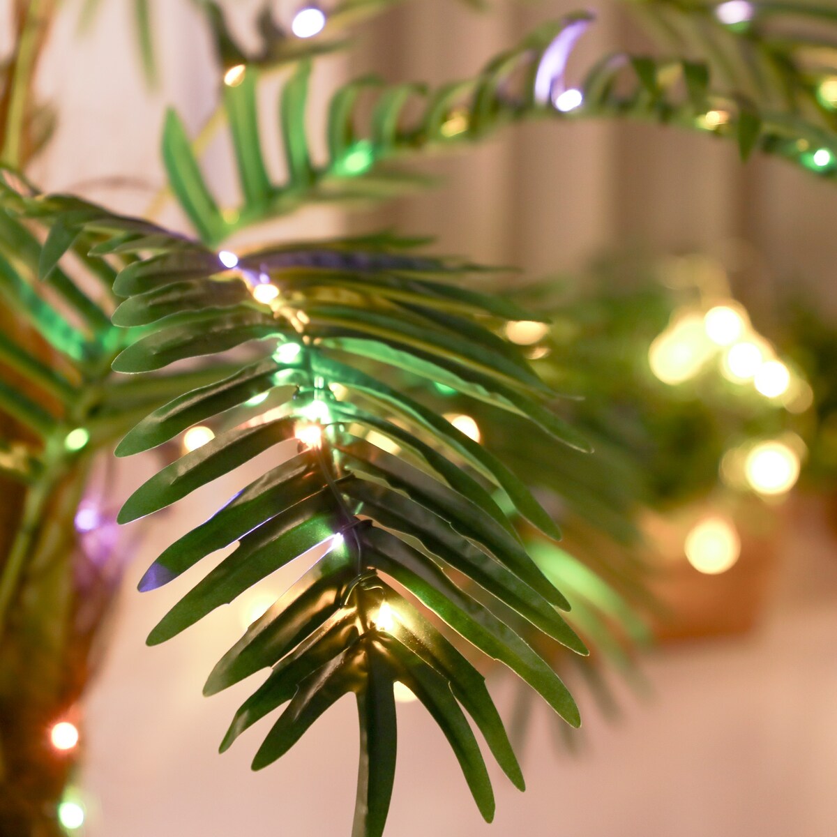 Outsunny 5' Artificial Lighted Palm Tree with 3 Coconuts, 200 LED Light, Color Changing Light Up Tropical Palm Tree with Remote