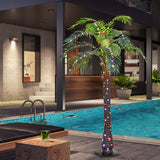 Outsunny 5' Artificial Lighted Palm Tree with 3 Coconuts, 200 LED Light, Color Changing Light Up Tropical Palm Tree with Remote