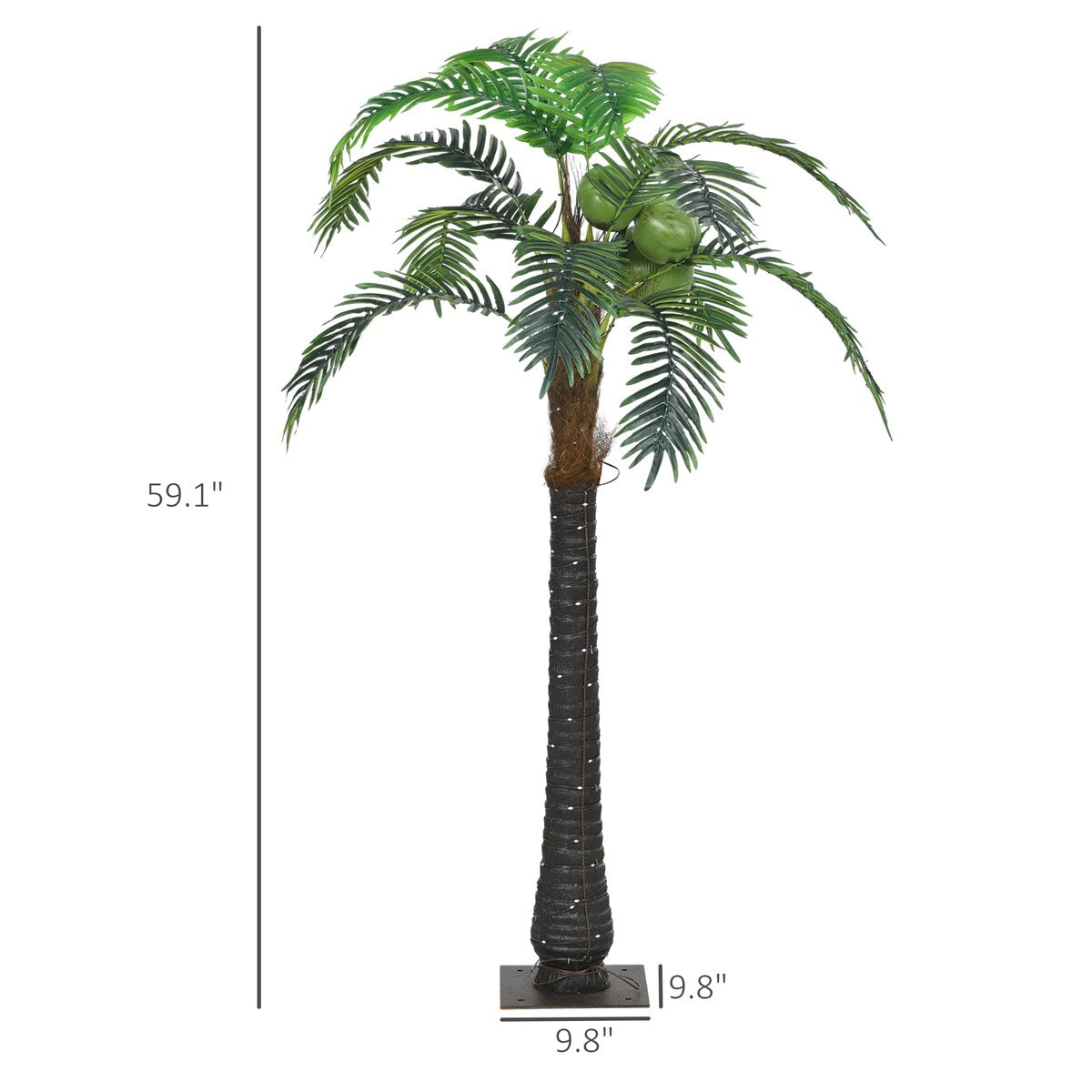 Outsunny 5' Artificial Lighted Palm Tree with 3 Coconuts, 200 LED Light, Color Changing Light Up Tropical Palm Tree with Remote