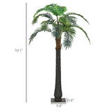 Outsunny 5' Artificial Lighted Palm Tree with 3 Coconuts, 200 LED Light, Color Changing Light Up Tropical Palm Tree with Remote